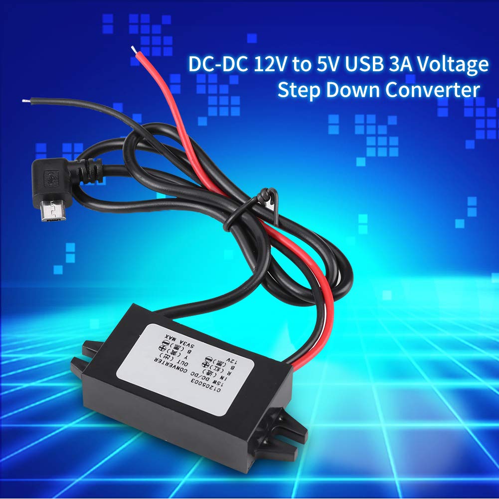 DC-DC 12V to 5V 3A Micro USB Converter 15W Voltage Step Down Regulator USB Power Adapter for Car Smartphone (Converter 2)