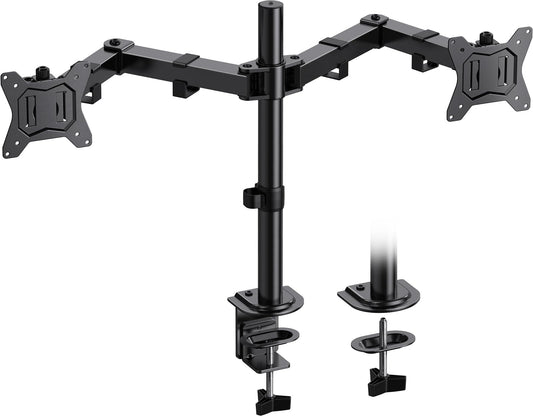 HUANUO Dual Monitor Mount for 2 Monitors up to 32 inches, Heavy Duty Dual Monitor Stand Holds up to17.6lbs, Dual Monitor Arm with Height Adjustable