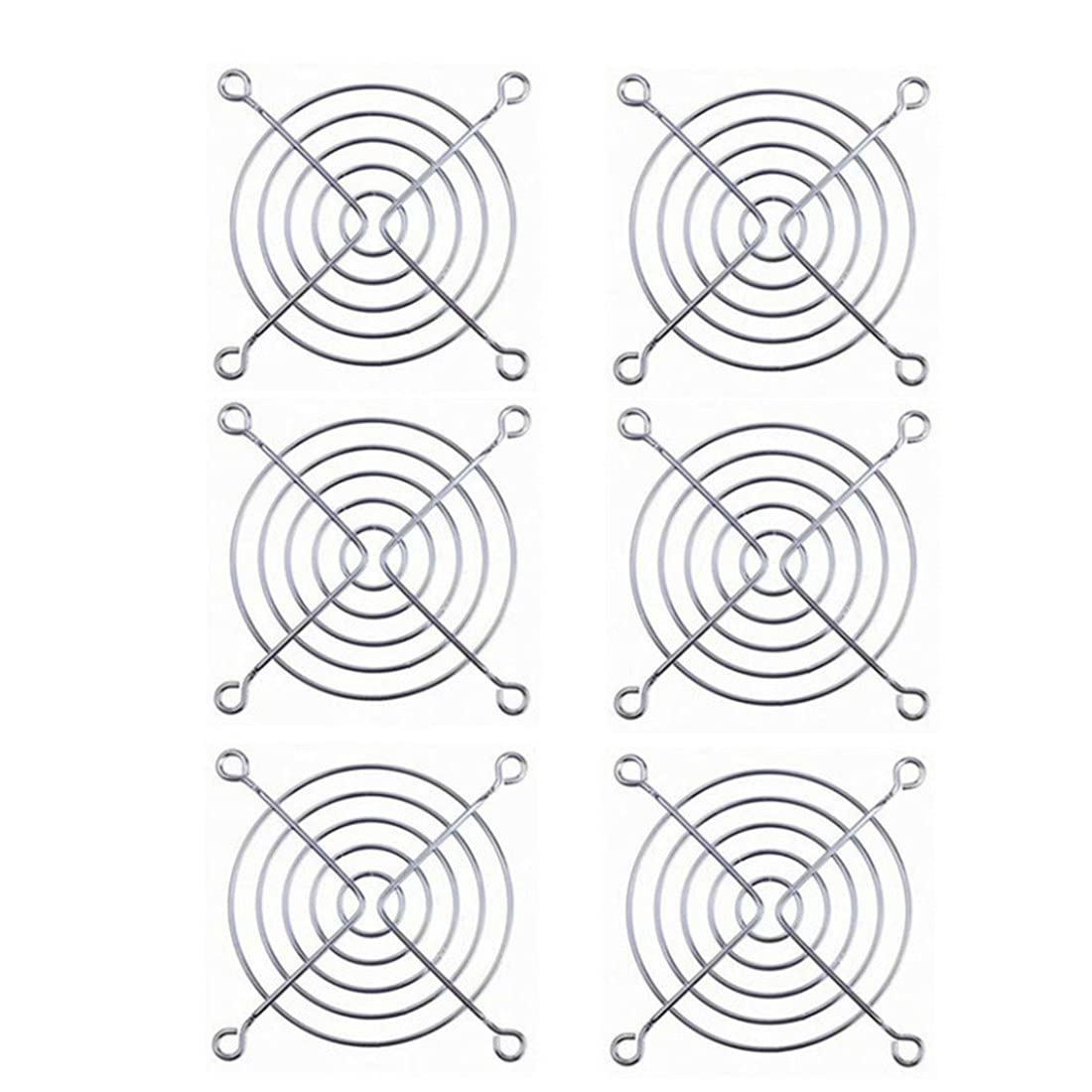 GDQLCNXB 80mm 3.1" Silver Fan Protect Mesh Grill Fan, Pack of 6