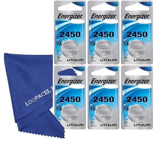 My Battery Supplier Replacement for 6 Energizer ECR2450 Lithium Batteries - with Loopacell Brand Microfiber Cleaning Cloths Ultra Smooth