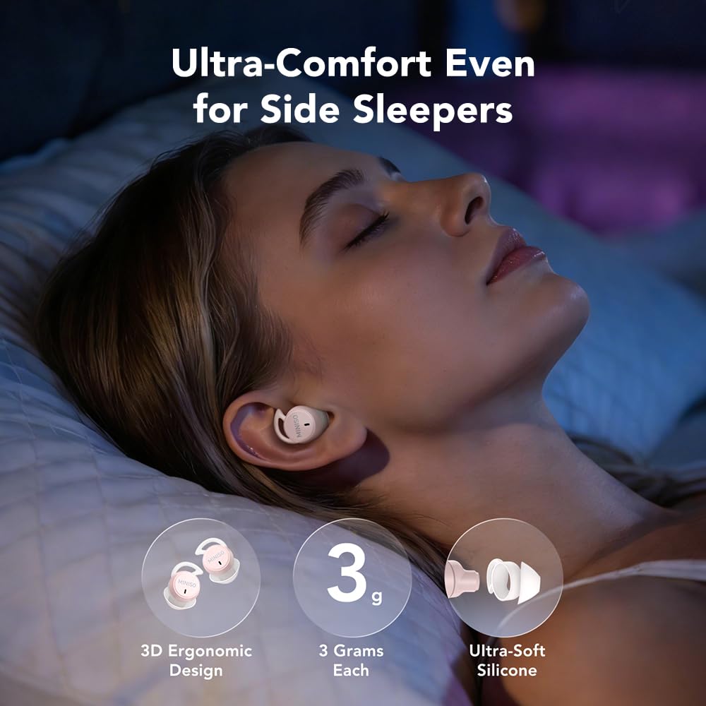 MINISO MS217 Sleep Earbuds, Mini Earbuds with Noise Reduction Bluetooth 6.0 Headphones, AI Translation Earbuds in Real Time Support 165 Languages