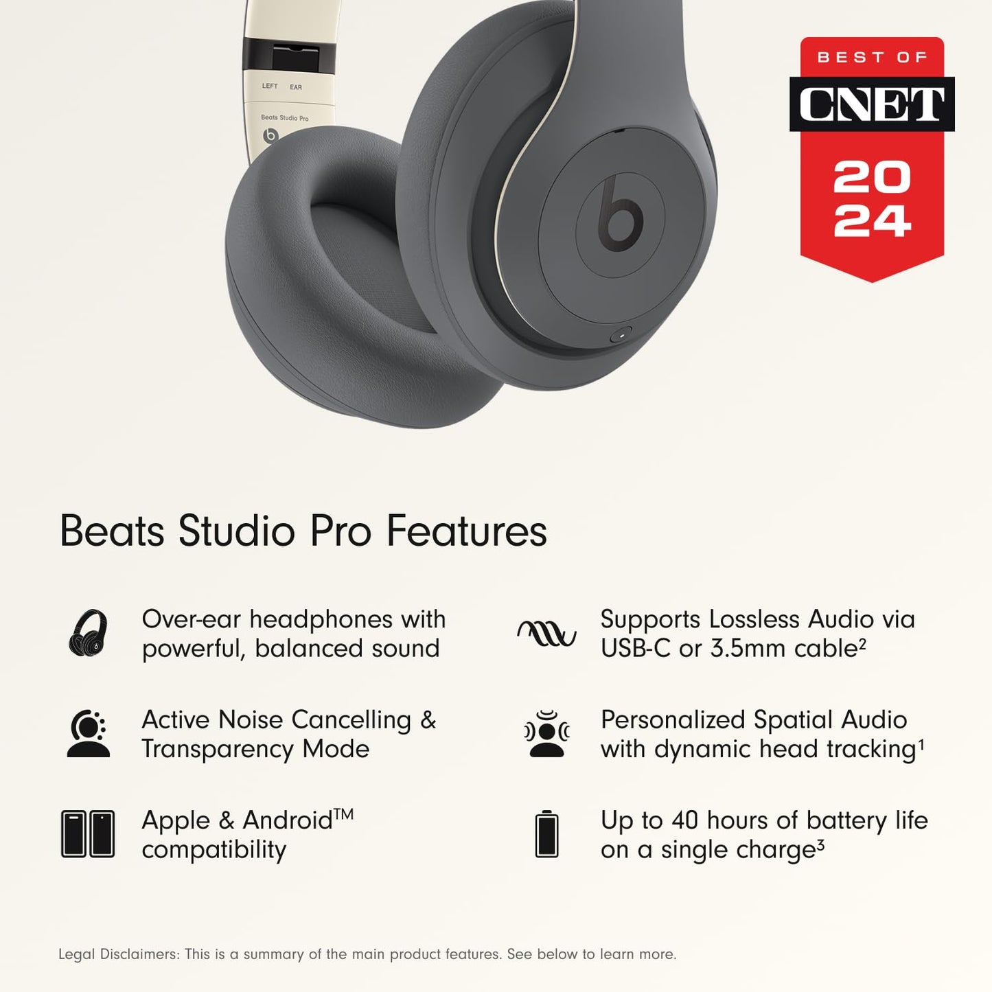 Beats Studio Pro - Premium Wireless Over-Ear Headphones- Up to 40-Hour Battery Life, Active Noise Cancelling, USB-C Lossless Audio, Apple & Android…