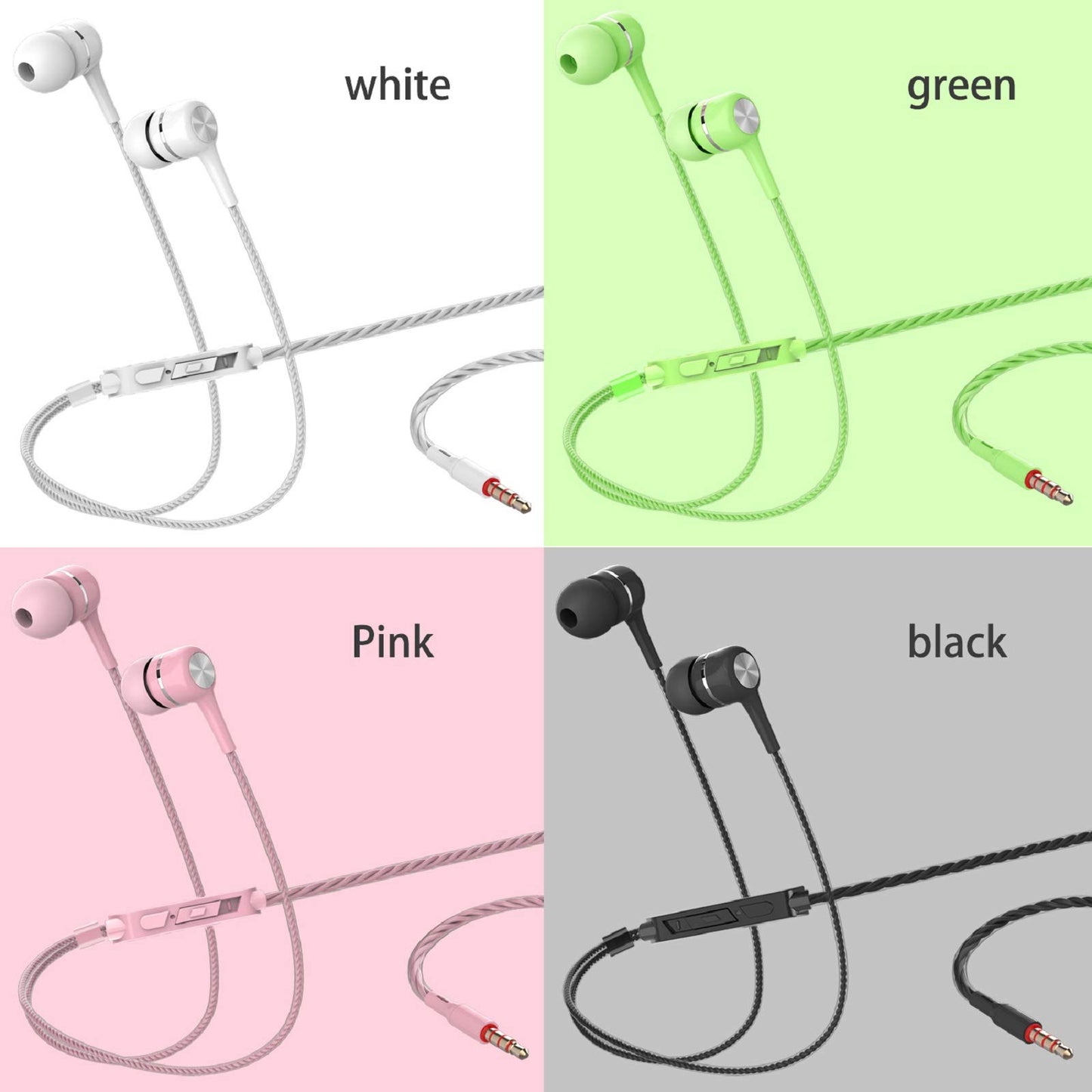 YNR 4 Pairs Wired Earbuds with Microphone & Volume Control, in Ear Earphones for School, Noise Islating High Definition, for 3.5mm Jack iPhone iPad