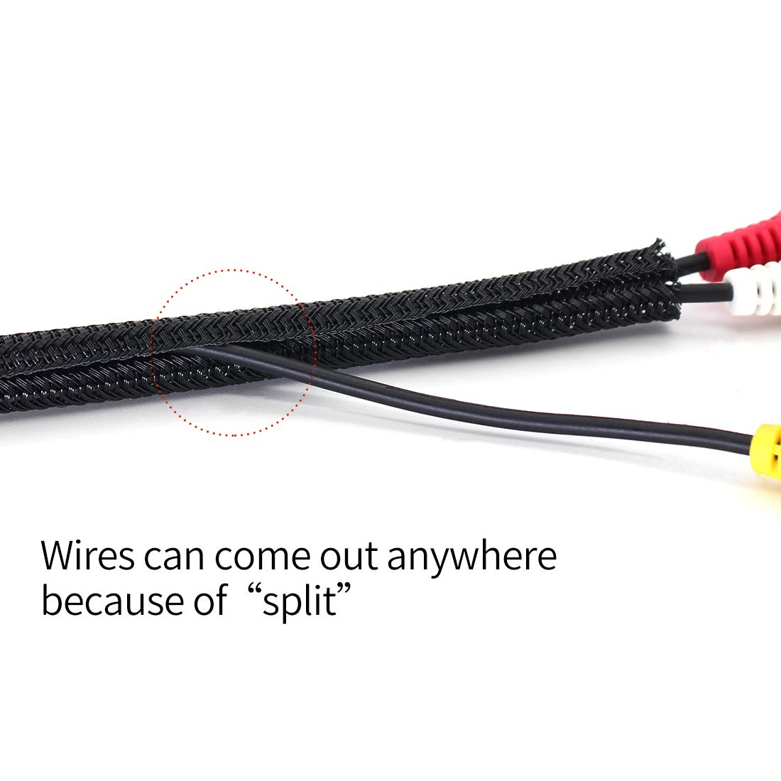 Cable Management Sleeve, Protect Cat from Chewing Cords Cord Protector Wire Loom Tubing Cable Sleeve Split Sleeving for TV/Computer/Home Entertainment