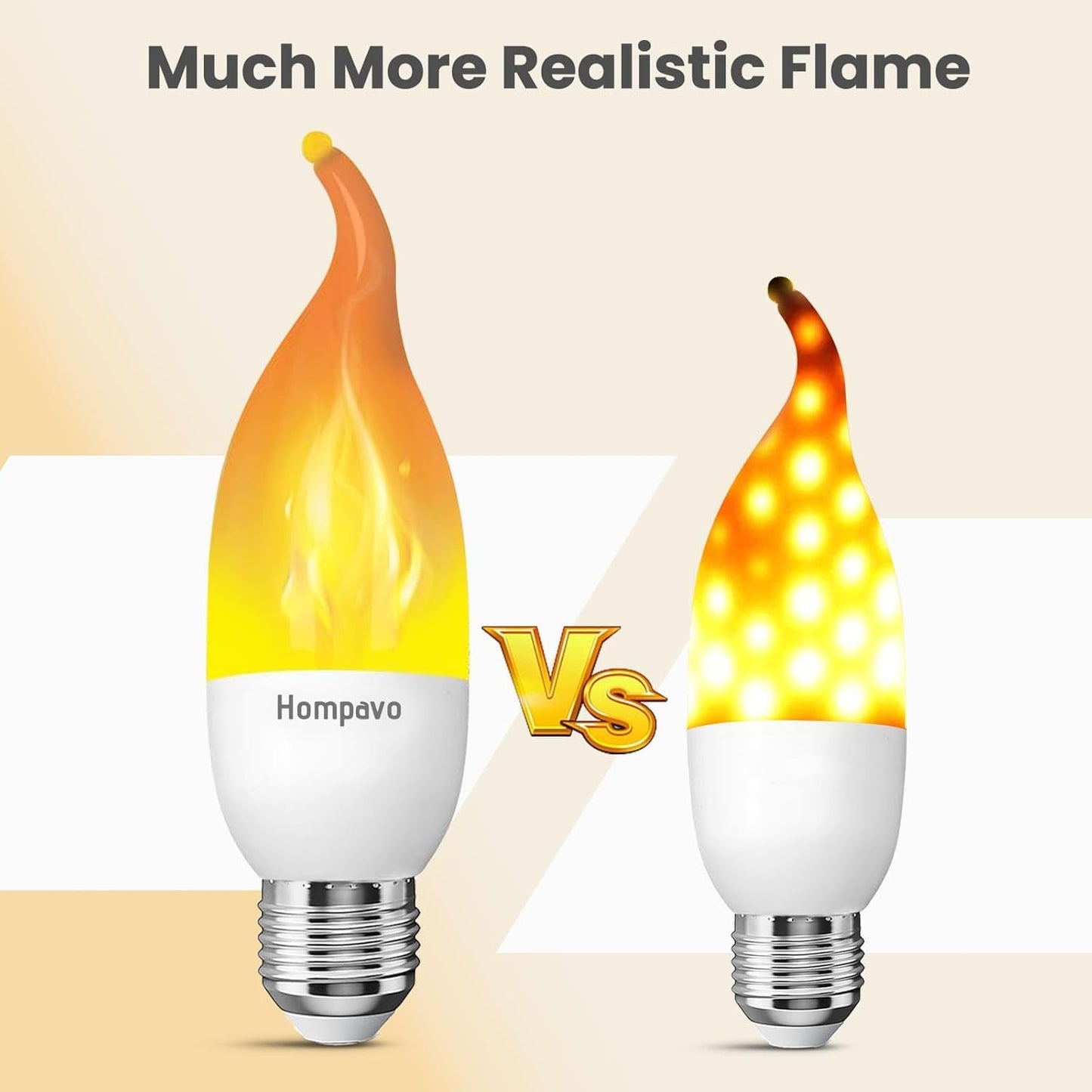 Hompavo Flame Light Bulbs E26 Base, Upgraded 3 Modes LED Flickering Candle Bulbs for Halloween Christmas Party Porch Indoor & Outdoor Decoration - 6