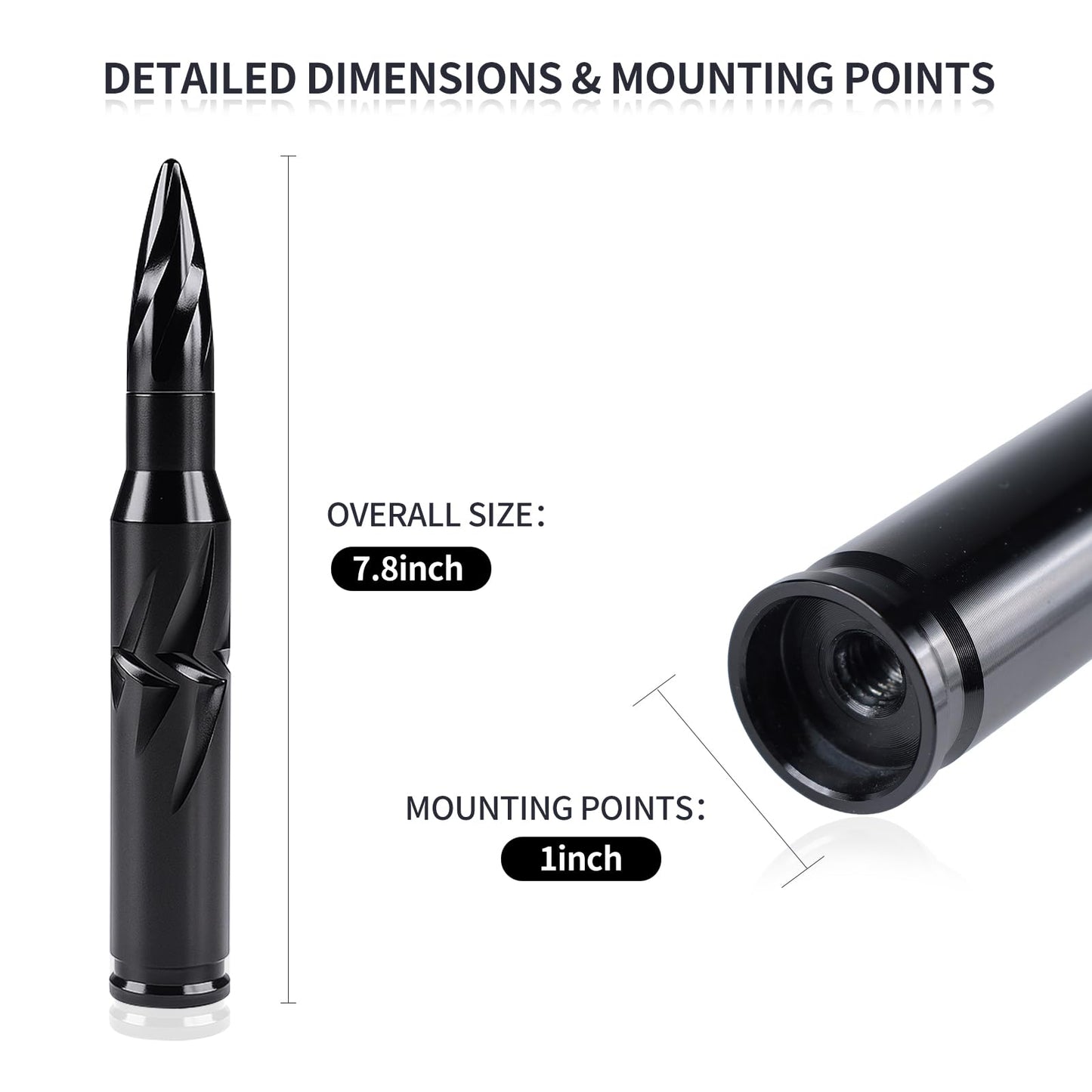 SUNEIFU Car Antenna, Short Stubby Bullet Style Mast Replacement, Premium Signal Reception Waterproof Car Stereo Aerial Compatible with Ford, Dodge