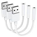 KAYQINHO USB to 3.5mm Audio Jack Adapter (3 Pack), Audio Aux Cable External Stereo Sound Card, USB to 3.5mm TRRS Female Headset for PS5 PS4 Headphone