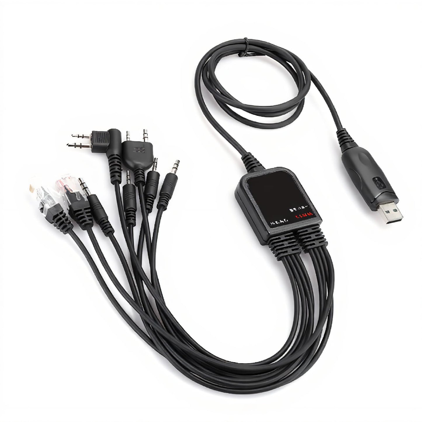 8 in 1 USB Programming Cable, C2102 Chip, Respectful Shell Material with 8 adapters, for Kenwood/QuanShengcn/Tyt/Motorola Walkie Talkie Car Radio