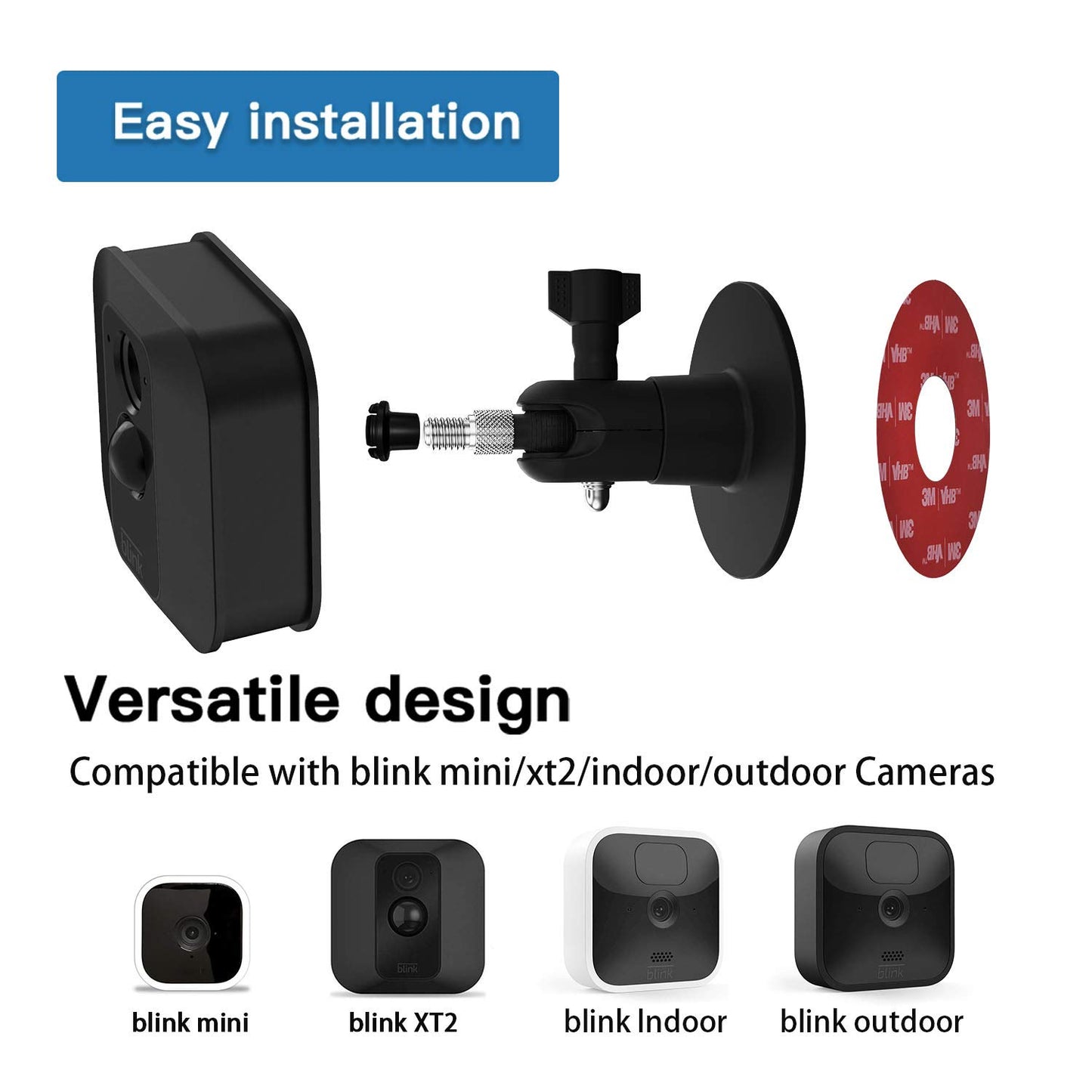 HOLACA Screwless Wall Mount Brackrt for Blink Outdoor 4/3 Camera Blink XT2/XT Blink Indoor Blink mini2/1, Easy to Install, No Tools Needed, No