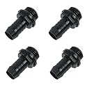 Alphacool HF G1/4" to 10mm ID Fatboy Barb Fitting for Soft Tubing, Deep Black, 4-Pack