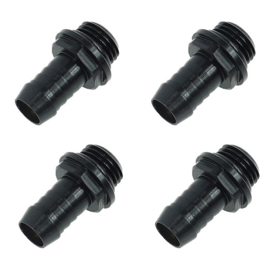 Alphacool HF G1/4" to 10mm ID Fatboy Barb Fitting for Soft Tubing, Deep Black, 4-Pack