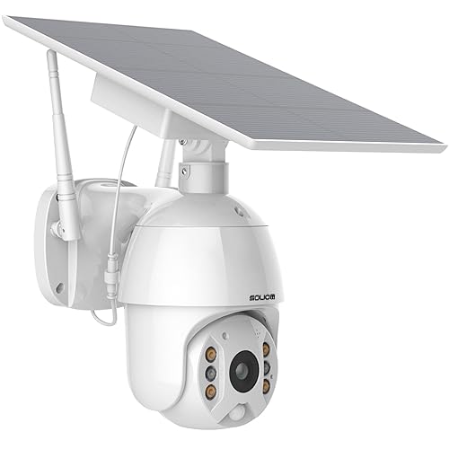 SOLIOM Solar Powered Security Camera Outdoor Wireless, 360 Pan Tilt WiFi Camera with Color Night Vision, PIR Human Detection, 2-Way Talk, Cloud