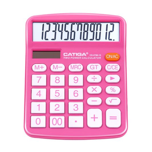 12 Digit Desktop Calculator with Large LCD Display and Sensitive Button, Dual Solar Power and Battery, Standard Function for Office, Home, School