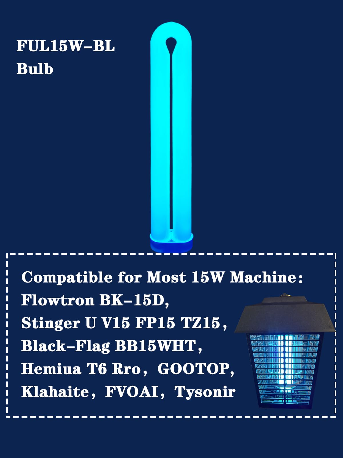 15W BF-35 Replacement Black Light Bulb for Flowtron BK-15D,FUL15W-BL