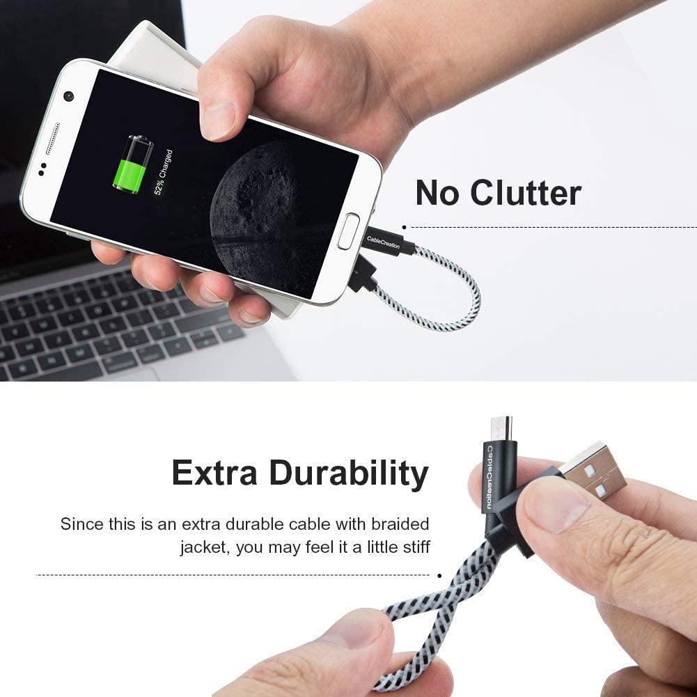 CableCreation Short Micro USB Cable, USB to Micro USB 24 AWG Triple Shielded Fast Charger Cable, Compatible with PS5/PS4, Raspberry Pi Zero