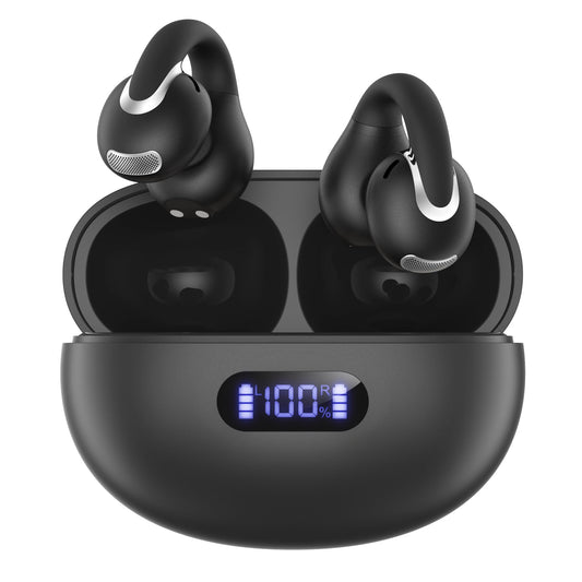 Jzones Open Ear Clip Wireless Earbuds Bluetooth 5.4, Lightweight Comfort Sports Bone Conduction Headphones Built-in Mic for Clear Audio, Stable Fit…