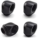 SDTC Tech 4-Pack G1/4" Male to Female Extender Connector 90° Angle Elbow Fitting for PC Water Cooling System