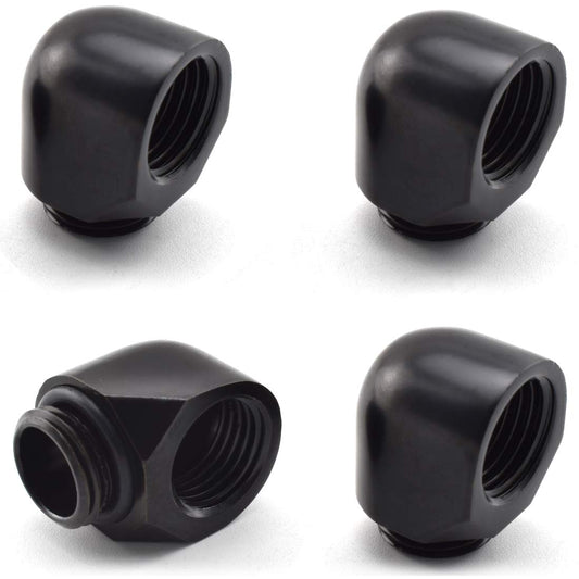 SDTC Tech 4-Pack G1/4" Male to Female Extender Connector 90° Angle Elbow Fitting for PC Water Cooling System