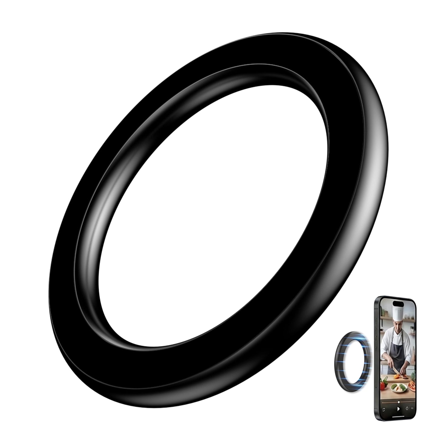 Double-Sided Magnetic Ring Holder [2026], Magnetic Wall Mount, Detachable Phone Mount for MagSafe Cases, Hands-Free Selfies and Videos for iPhone