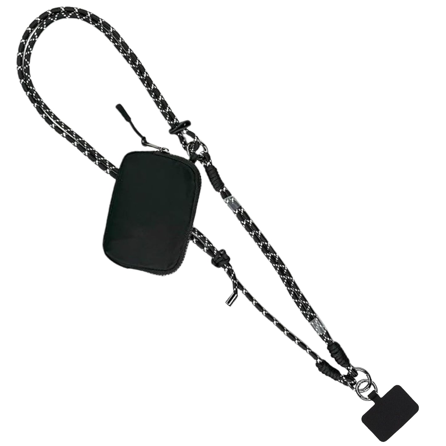 Save the Girls Active Twin Rope Clip and Go Phone Strap (Black) - Cell Phone Lanyard for Life on the Move - Crossbody Phone Strap Chain with Zipper