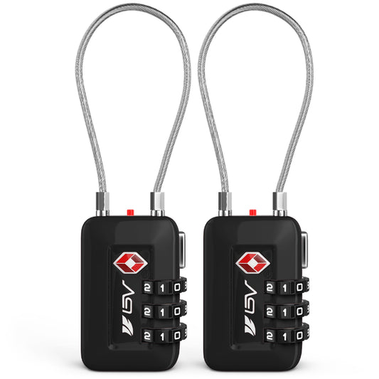 TSA Approved Luggage Locks 2 Pack – Resettable Combination Travel Lock for Suitcase, Gym Locker, Toolbox, Cabinet – Black