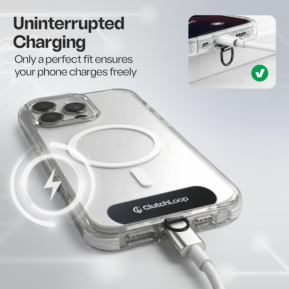 ClutchLoop Anchor 2 - Premium Metal Phone Tether Tab, Ultra-Thin 0.30mm with 3M Adhesive, Strong 46lbs Hold, Universal Phone Lanyard Attachment