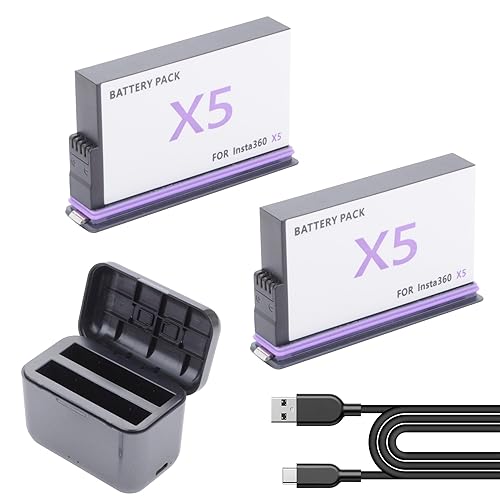 TZRONG Battery Charger Set for Insta360 X5, 28000mAh Can Save 2 Batteries and Charge at The Same time, Fast Battery Charger for Insta360 X5