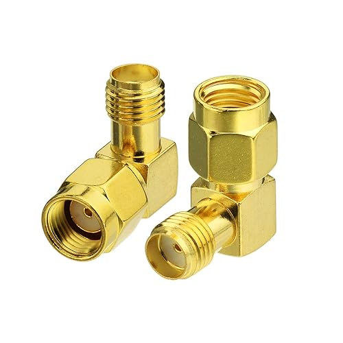 Bingfu RP-SMA Male to SMA Female Right Angle Antenna Connector Adapter (2-Pack) for FPV Drone Controller WiFi Router PCIE Network Card Adapter