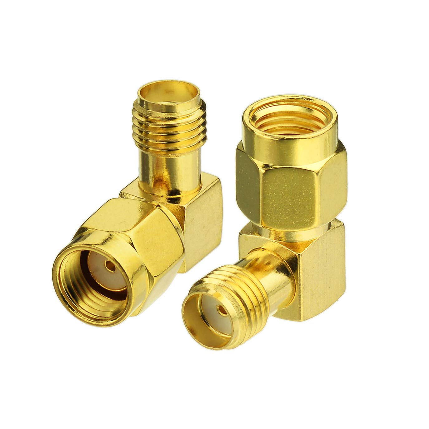 Bingfu RP-SMA Male to SMA Female Right Angle Antenna Connector Adapter (2-Pack) for FPV Drone Controller WiFi Router PCIE Network Card Adapter