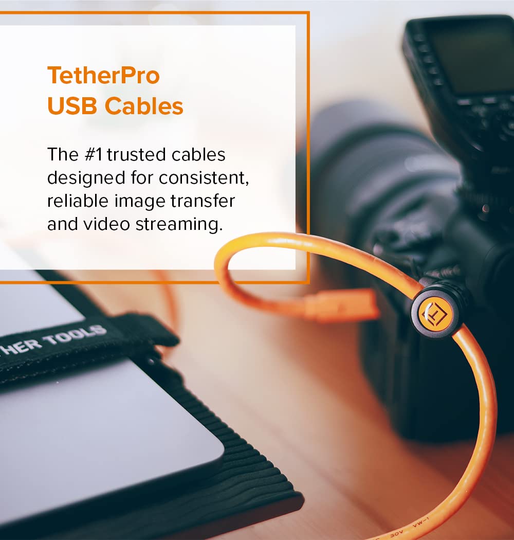 Tether Tools TetherPro USB 2.0 to USB Female Active Extension Cable Cable | for Fast Transfer Between Camera and Computer | High Visibility Orange |