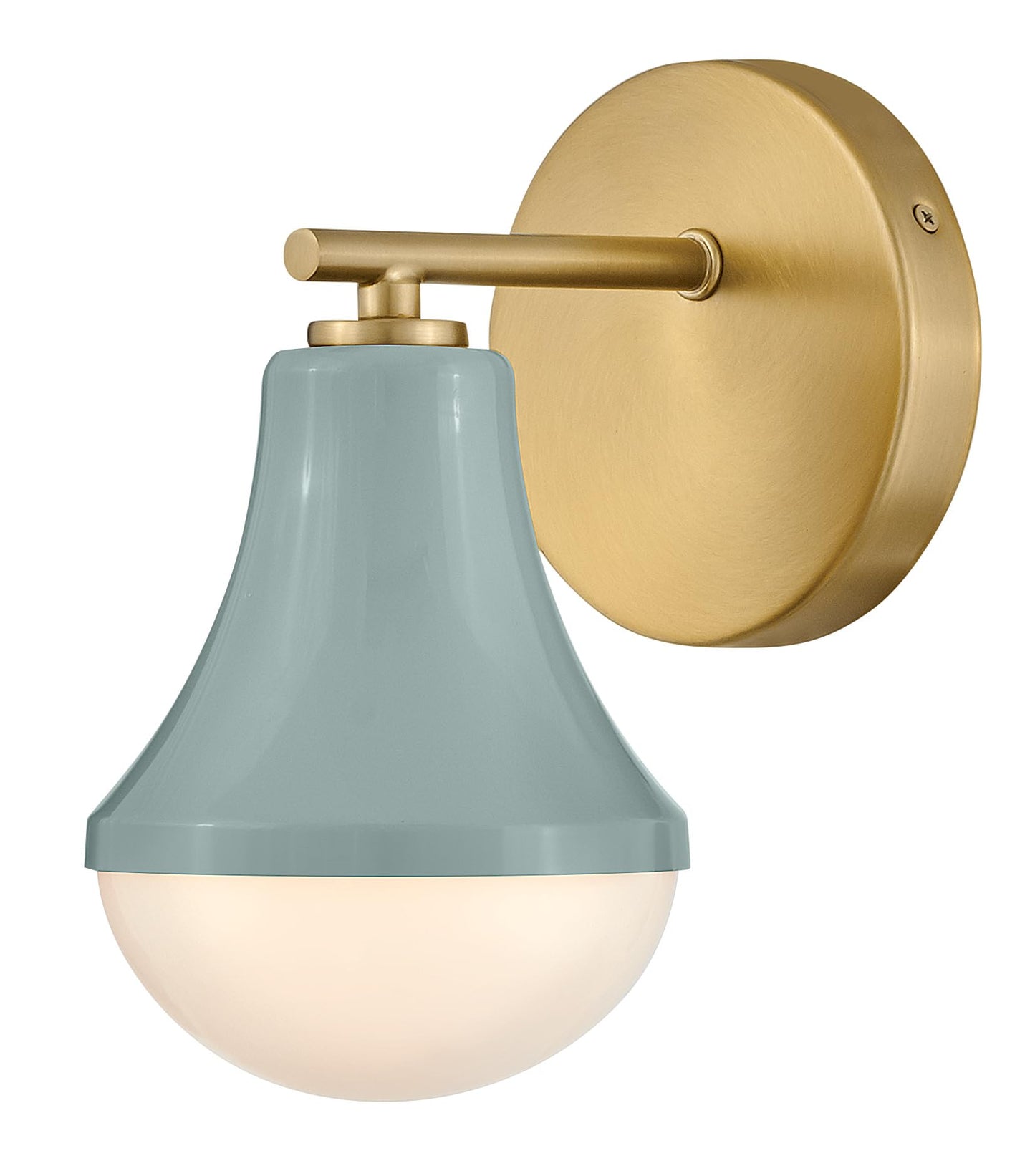 Lark Haddie Modern Bath Sconce, Single Light, Mount Up or Down, Dimmable, Seafoam and Lacquered Brass