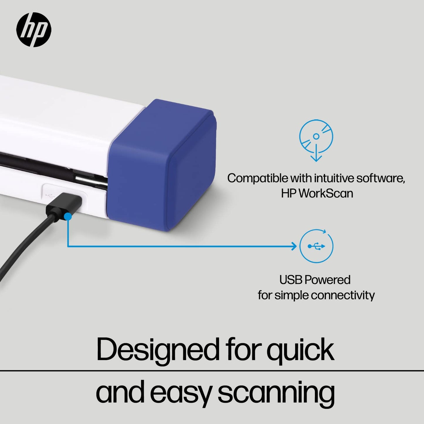 HP Small USB Document & Photo Scanner for Portable 1-Sided Sheetfed Digital Scanning, Model HPPS100, for Home, Office & Business, PC and Mac