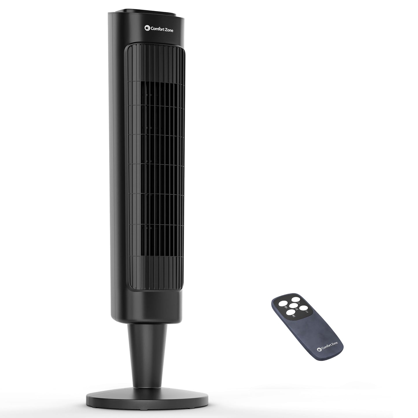 Comfort Zone 36-Inch Oscillating Tower Fan with Remote Control - Quiet Cooling Fan for Bedroom and Office, 3 Speeds & 3 Modes (Normal, Natural