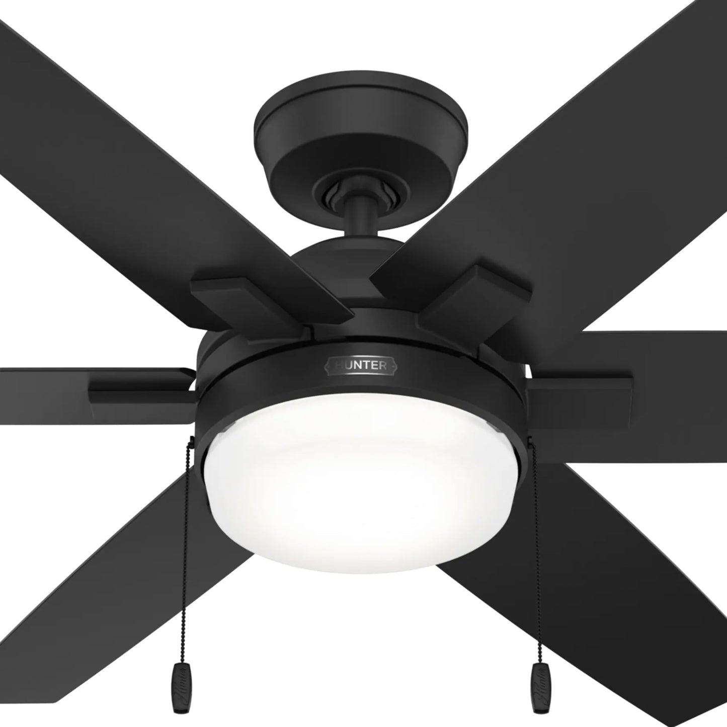 Hunter 52 inch Matte Black Indoor Ceiling Fan with Lights and Pull Chains for Bedroom, Living Room, Dining Room, Kitchen, Office (Renewed)