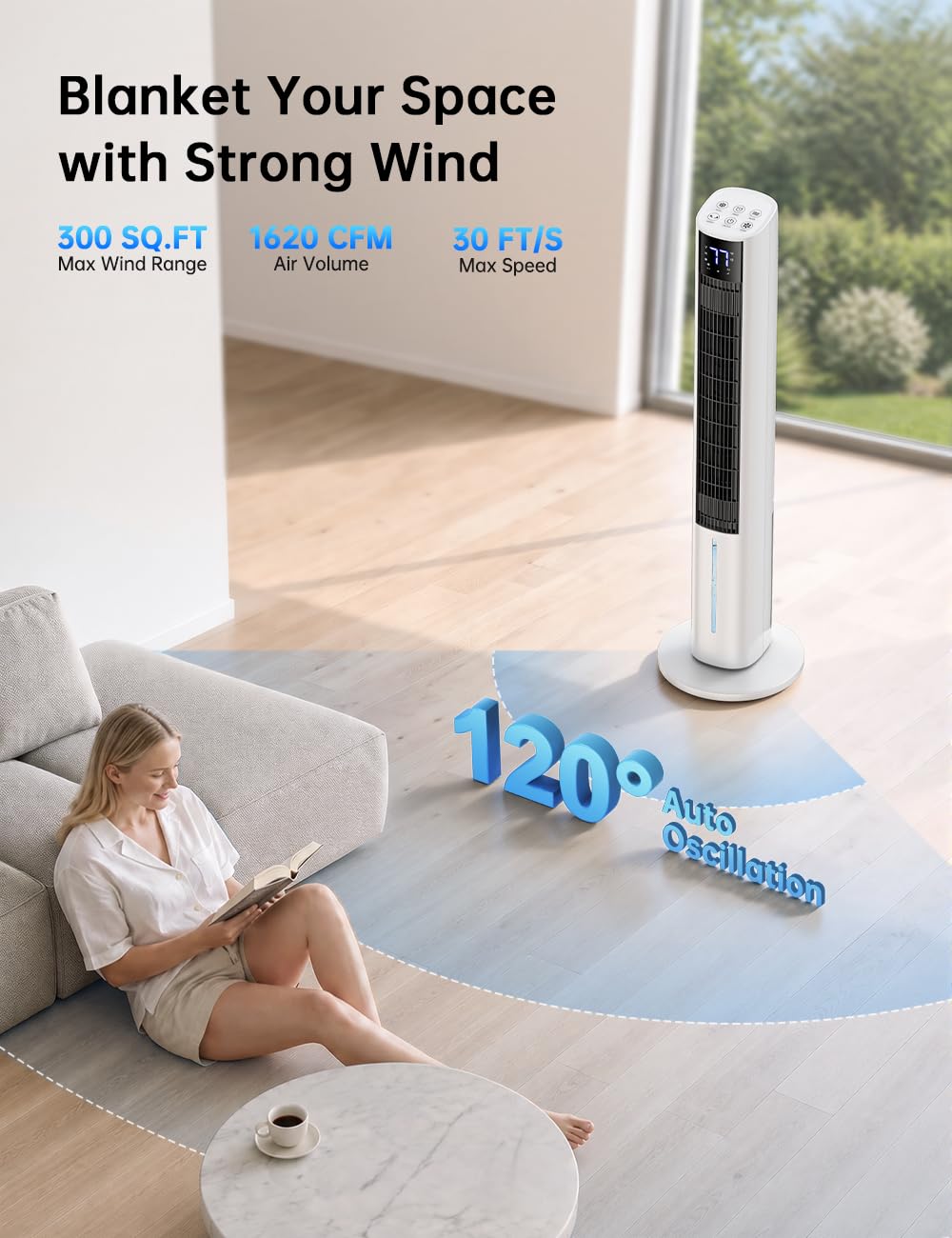 fancole 45" Windowless Air Conditioner for Bedroom, 25dB Ultra-Quiet Sleep Mode, 4L Dual Tank Cooling 24H, 120° Swing Swamp Cooler Air Conditioner