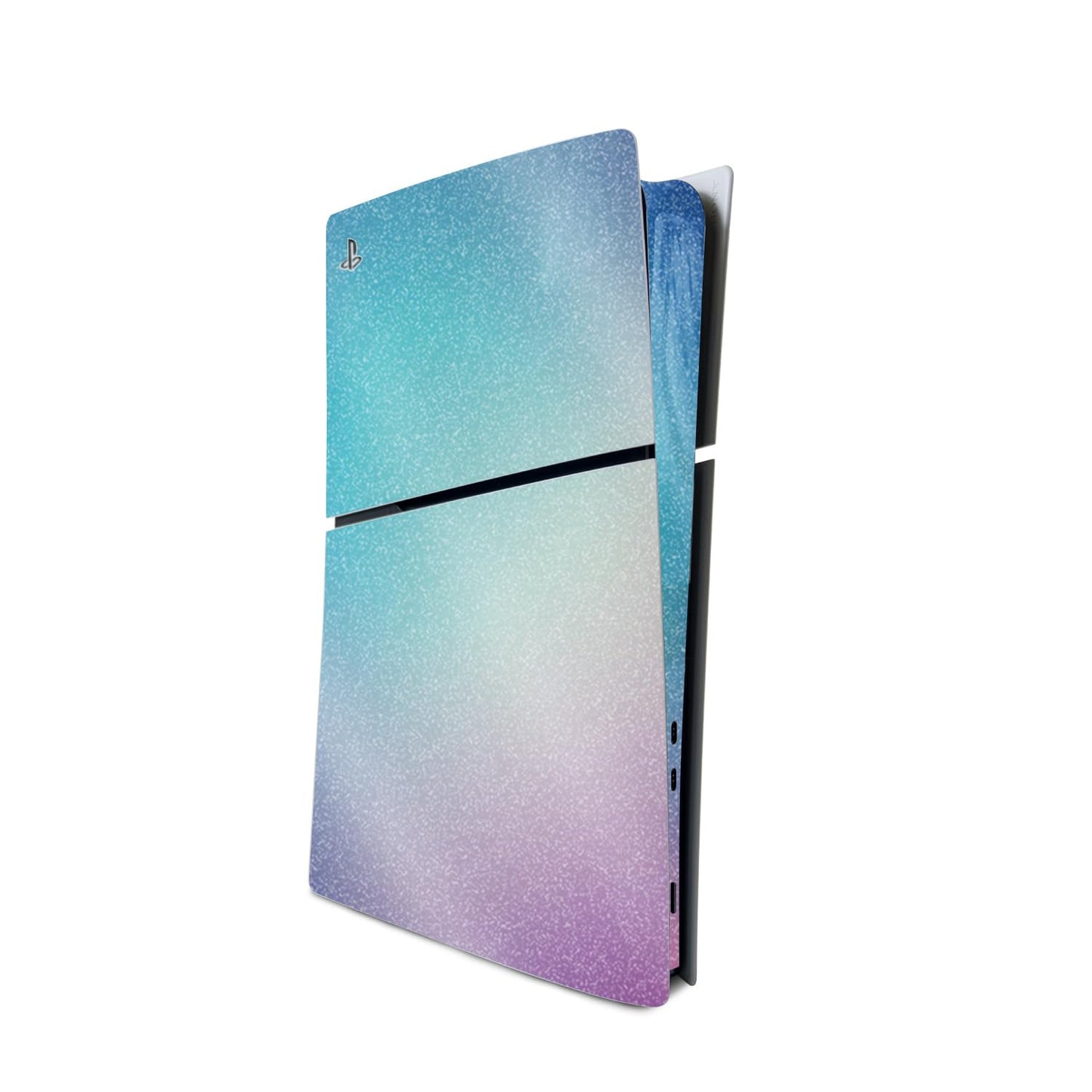 MightySkins Glossy Glitter Skin Compatible with Playstation 5 PS5 Slim Disk Edition Console Only - Black Gold Marble | Protective, Durable High-Gloss