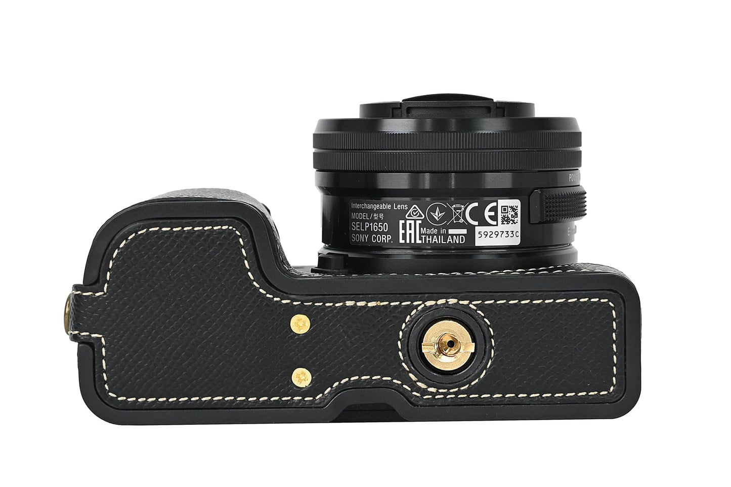 BMAOLLONGB A6400 Case, Handmade PU Carbon Fibre Leather Half Camera Case Bag Cover Bottom Opening Version for Sony Alpha A6400 With Hand Strap (Black)