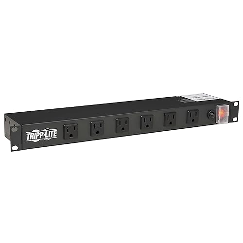 Tripp Lite 12-Outlet Rack Mount Power Strip PDU, Six Front & Six Rear Facing Outlets, 15A, 120V, 15ft Cord with Right-Angle Plug, Horizontal 1U Rack