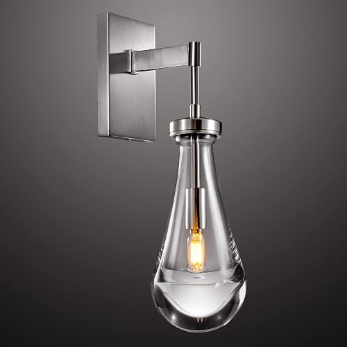 Joyunleo Nickel Wall Sconces, Modern Raindrop Light Fixtures for Bedroom, Lighting Bedside Wall Mounted Lamp, Wall Lighting for Bathroom, Living Room