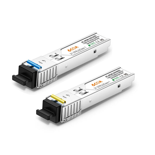 6COMGIGA A Pair of 1.25G SFP SC Connector Bidi Transceiver, 1000Base-BIDI SFP 1310nm/1550nm SMF Transceiver, up to 3km, Compatible with Cisco