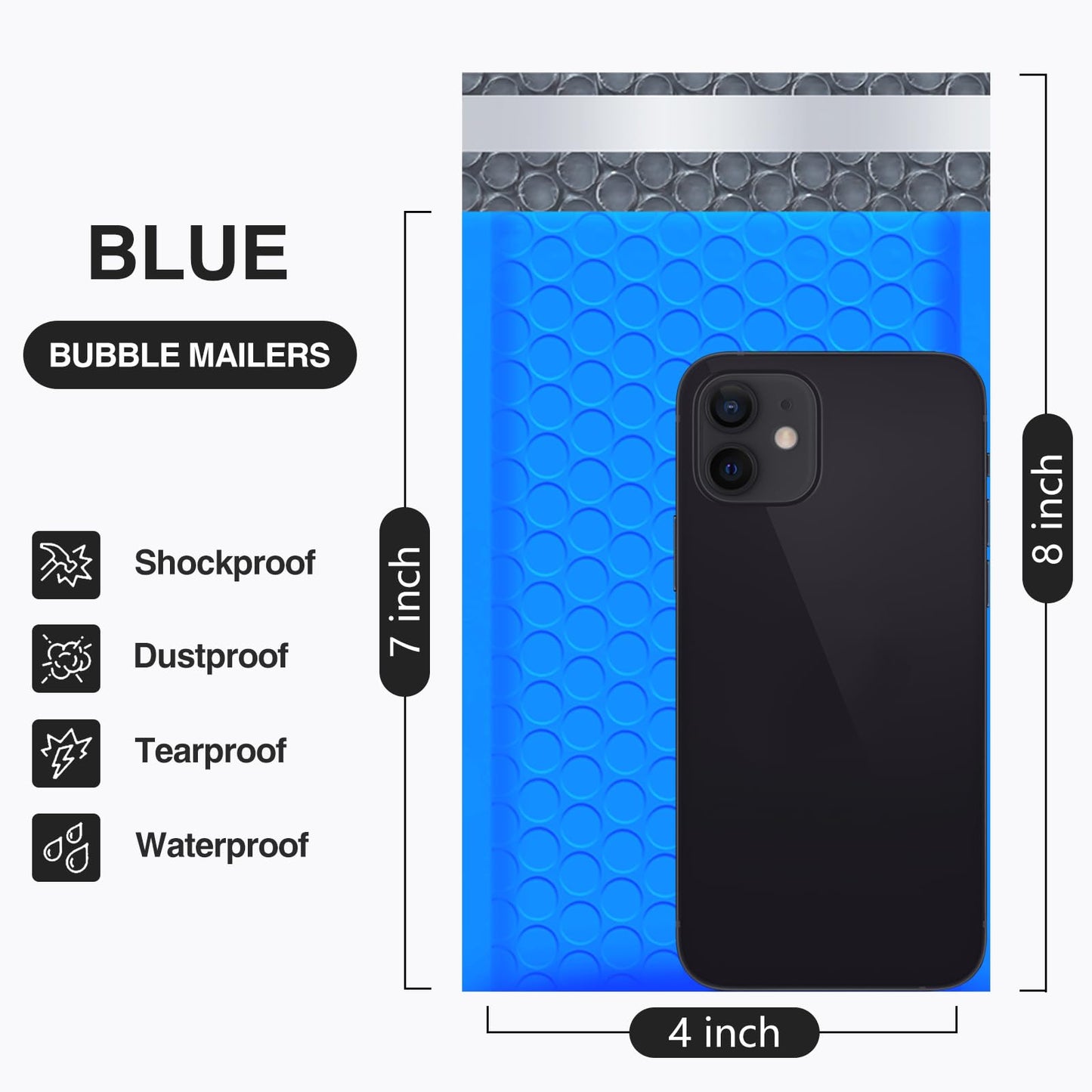 UCGOU Bubble Mailers 4x8 Inch Blue 50 Pack Usable Size 4x7 Padded Envelope Small Business Mailing Packages Opaque Self Seal Adhesive Waterproof