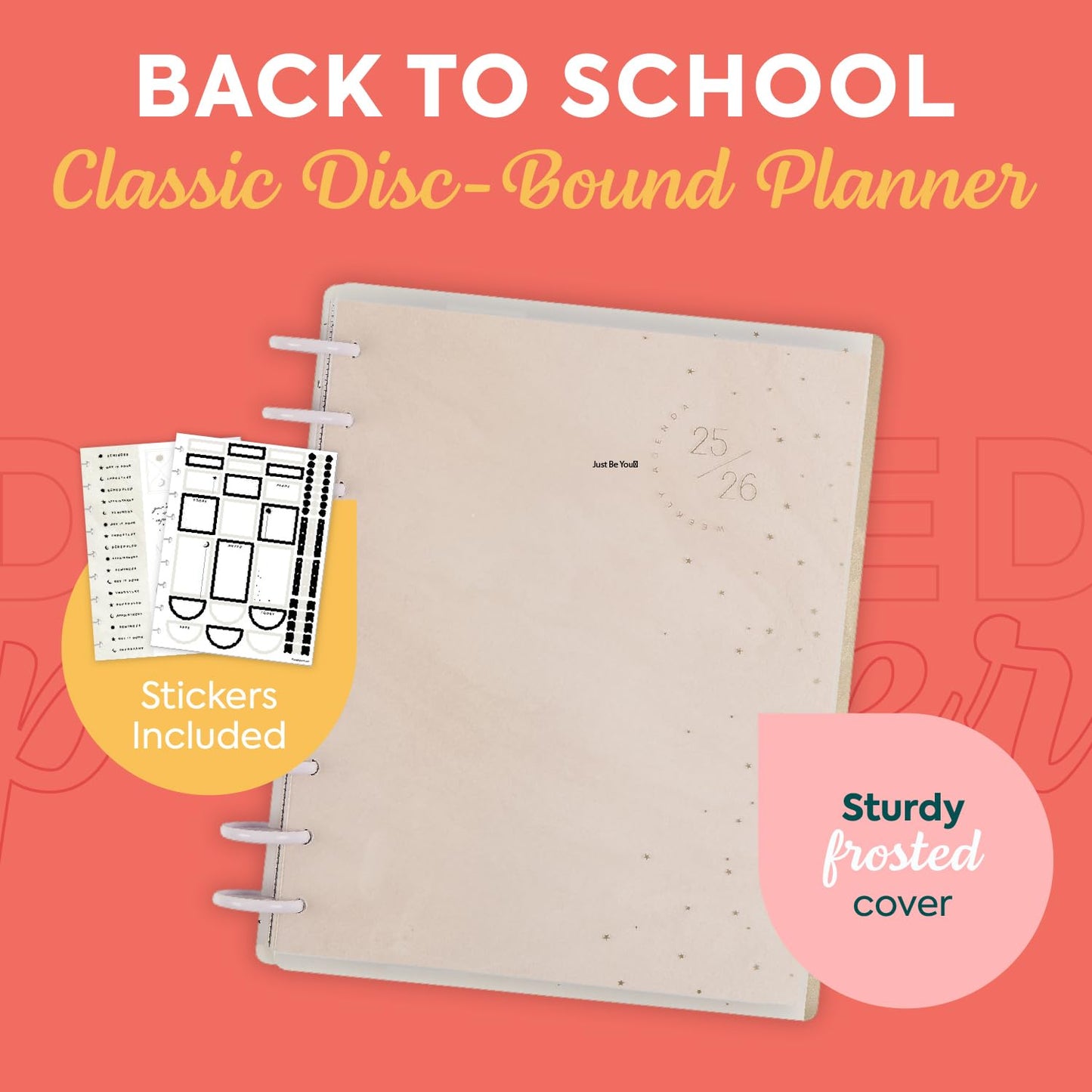 Happy Planner Disc-Bound 12-Month July 2025-June 2026 Planner with 3 Extra Months, Classic Size, Student Layout, Painted Gradients