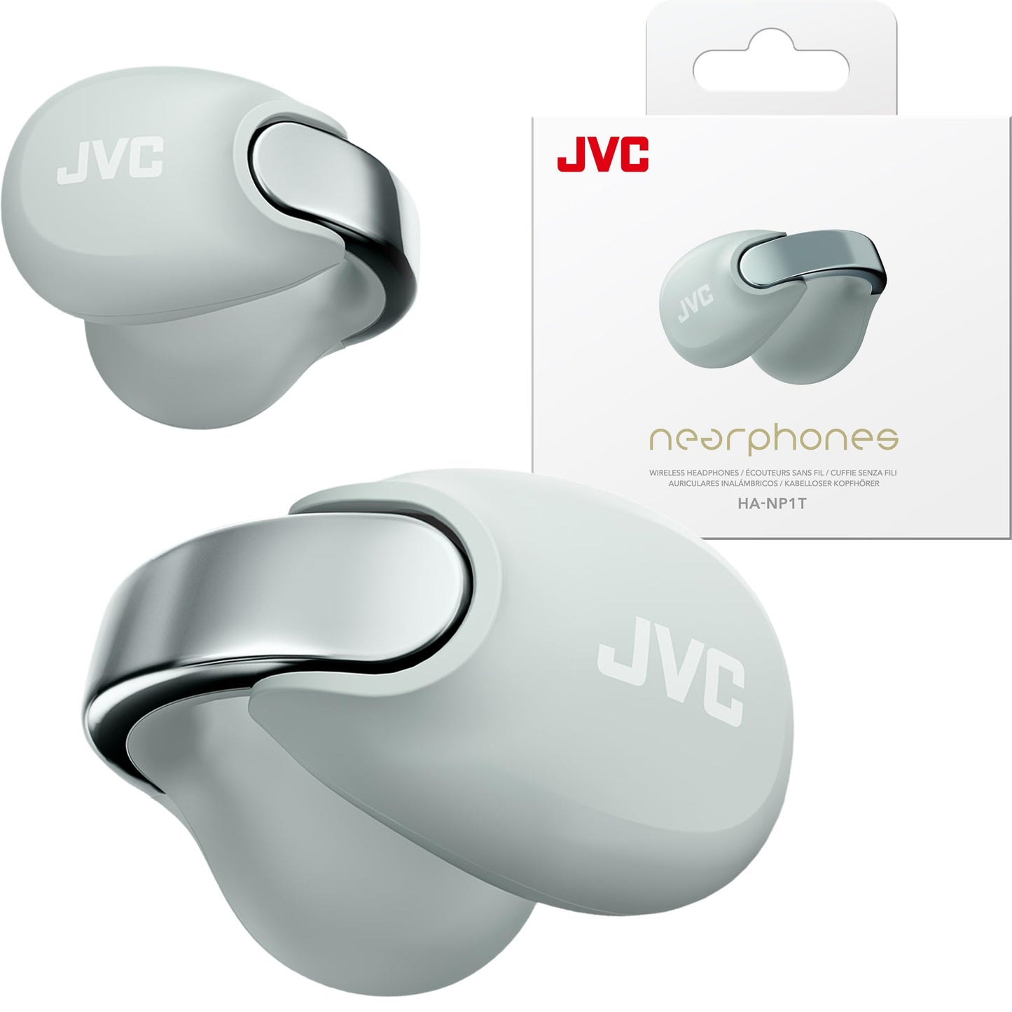 JVC Nearphones HANP1TH Open Ear True Wireless Headphones, Ice Gray
