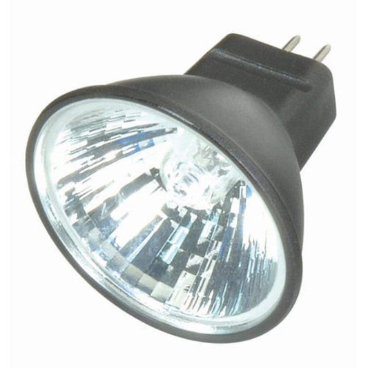 Satco S4173 20 Watt MR11 Halogen GZ4 Base 12 Volt Black Back NFL 30 Beam Pattern No Harmful Ultraviolet Rays Light Bulb, With Lens