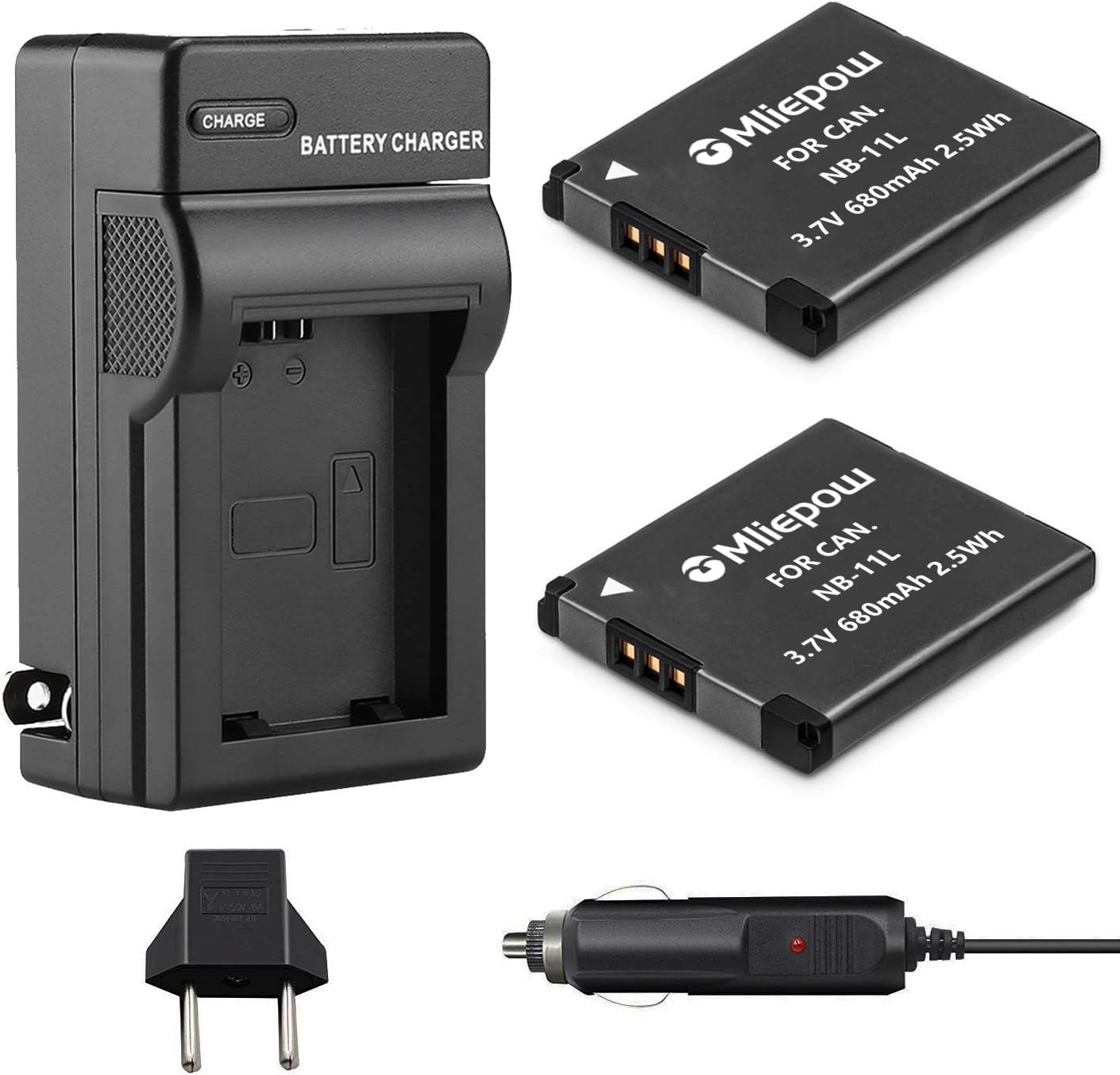 Mliepow NB-11L/NB-11LH Battery (2-Pack) and Charger kit Compatible with Canon PowerShot ELPH 190 is, ELPH 180, ELPH 110 HS, SX400 is, SX410 is, SX420
