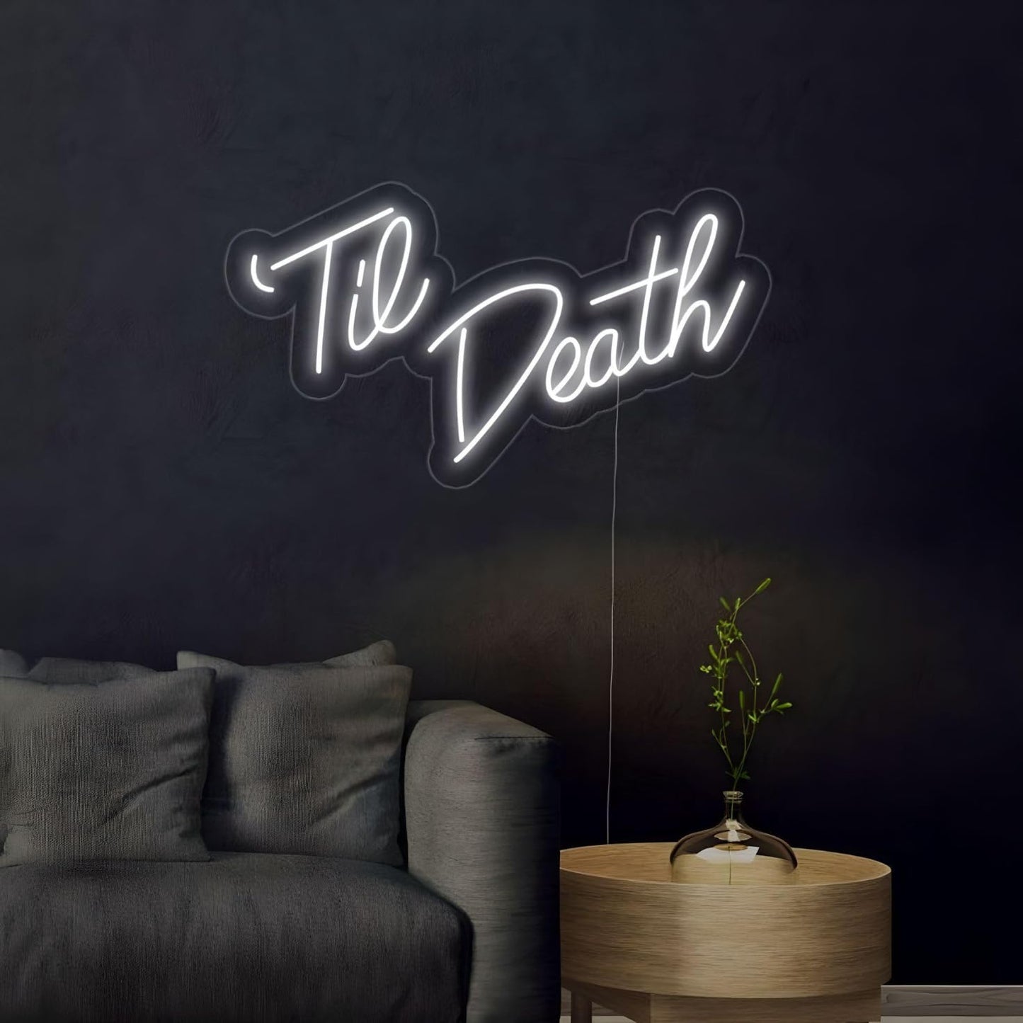 TIL Death Neon Sign - LED Neon Signs Wedding White Neon Light Signs for Home Beer Bar Pub Recreation Room Game Room Windows Garage Wall Restaurant
