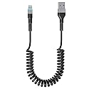 Coiled Lightning Cable Apple Carplay Compatible [Apple MFi Certified] Short USB to Lightning Apple Carplay Cable with Data Sync and LED, Retractable…