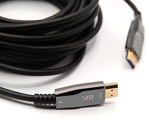 Pacroban HDMI Cable 50ft Ultra High Speed Fiber Optic HDMI 2.1, eARC, 48Gbps, Slim, Active Uni-Directional, 4K@120Hz / 8K@60Hz, in-Wall & Conduit Use