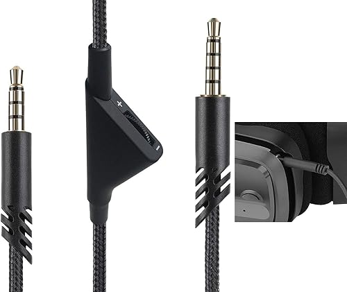 Knomix 2M 6.5 Feet Replacement Headset Cable Line with Volume Control for Astro A10/ A30/ A40/A50, Headset Cord Lead for PS5/ PS4/ Xbox Series…