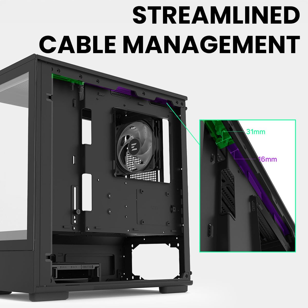 Zalman P10 Micro ATX Case, MATX PC Case with 120mm ARGB Fan Pre-Installed, Panoramic View Tempered Glass Front & Side Panel, USB Type-C and USB 3.0